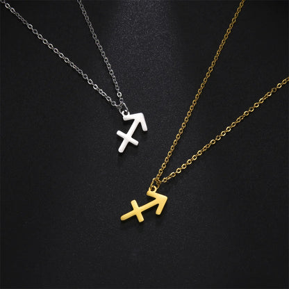 Zodiac Sign Stainless Steel or Gold Plated Pendant Necklace