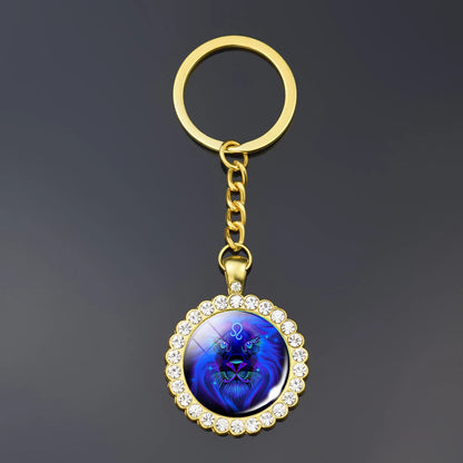 Constellation Double Side Cabochon Glass Ball Keychain