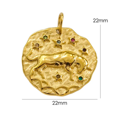 Zodiac Sign Connector Gold Plated Stainless Steel Charms