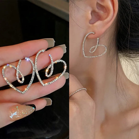Korean Crystal Heart Earrings