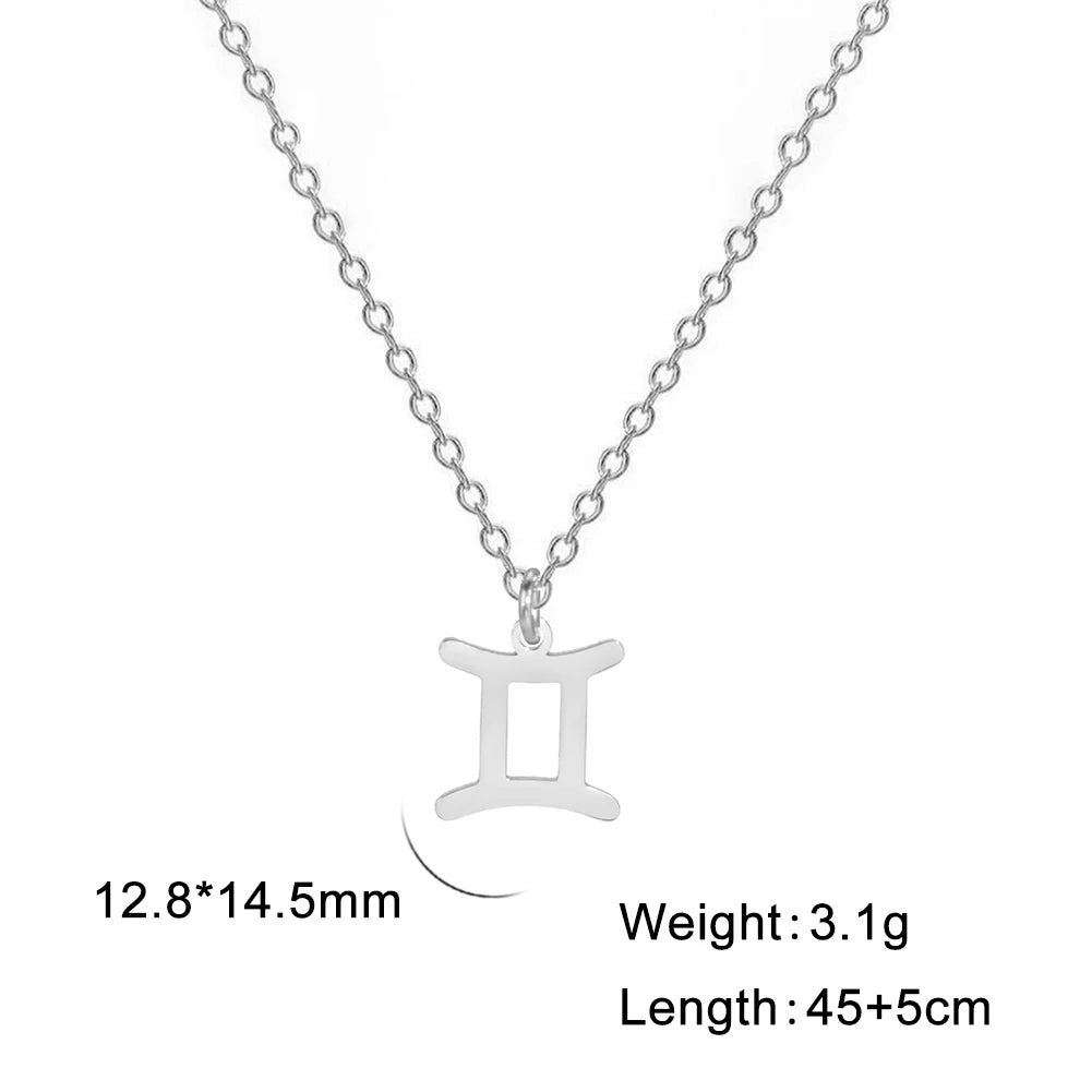 Zodiac Sign Stainless Steel or Gold Plated Pendant Necklace