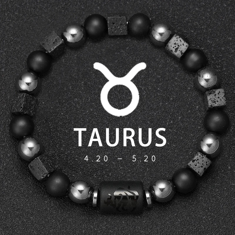 Natural Stone Zodiac Sign Bracelet