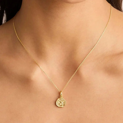 Constellation Vintage Zodiac Sign Coin Pendant Stainless Steel Necklace