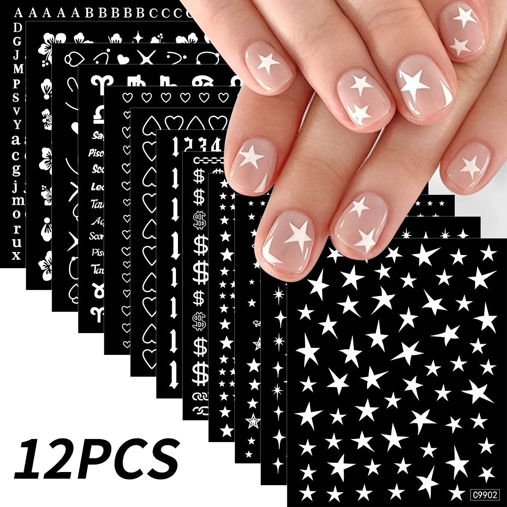 Zodiac Constellation 3D Bronzing Nail Stickers