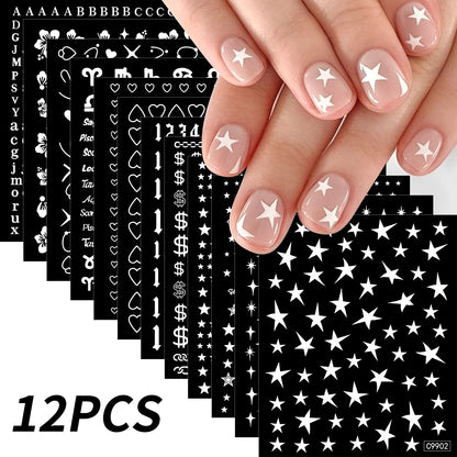 Zodiac Constellation 3D Bronzing Nail Stickers