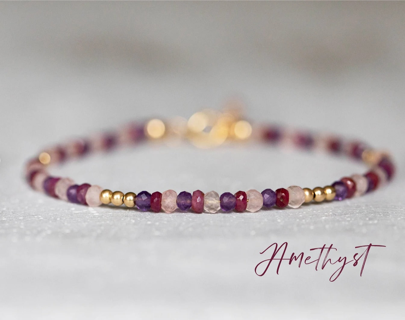 Amethyst Beaded Bracelet / February Birthstone / Aquarius & Pisces Zodiac