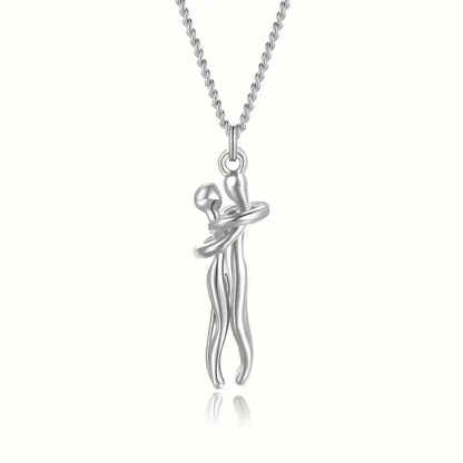 Black Hug Couple Necklace