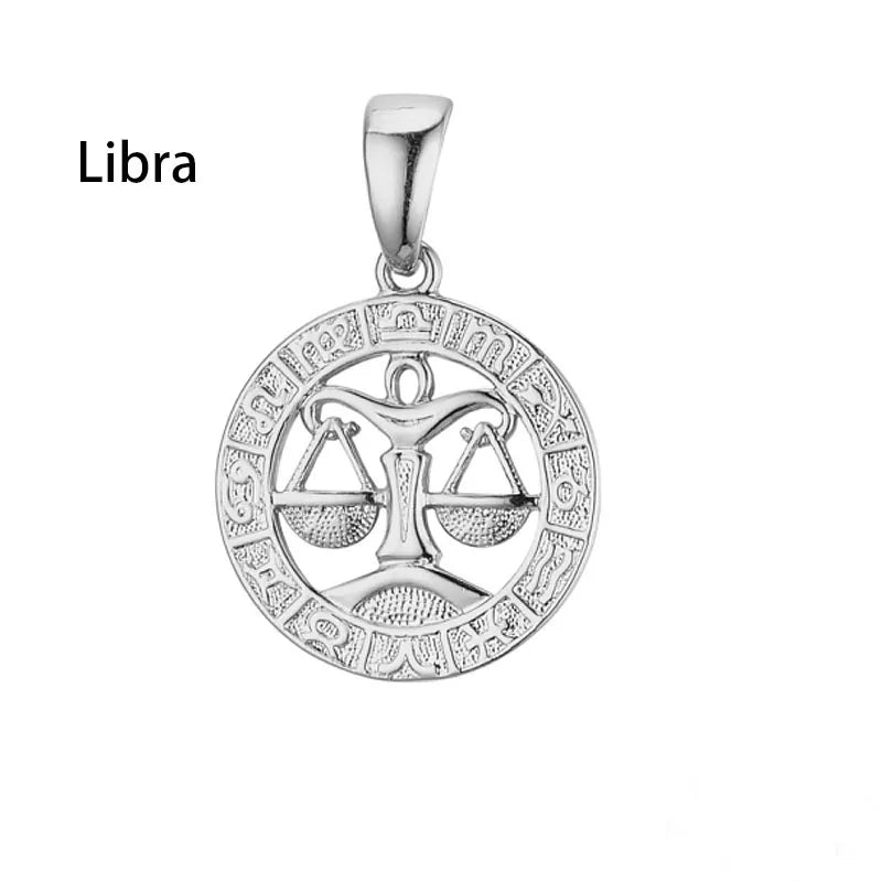 Constellation 585 Rose White Gold Color Zodiac Pendant