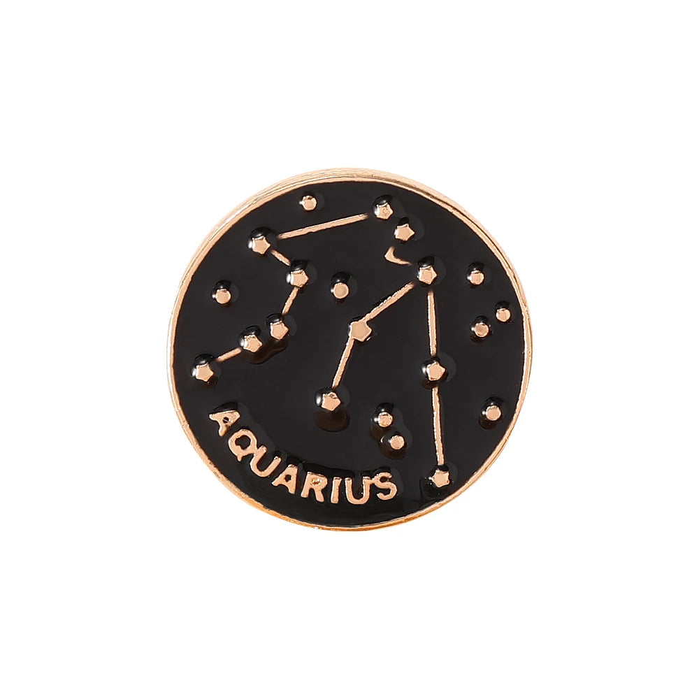 The Zodiac Collection Enamel Pins Constellation Round Brooch