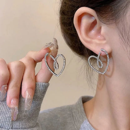 Korean Crystal Heart Earrings