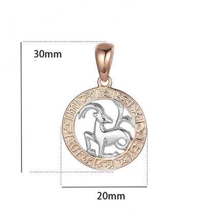 Constellation 585 Rose White Gold Color Zodiac Pendant