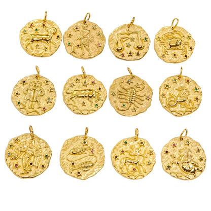 Zodiac Sign Connector Gold Plated Stainless Steel Charms