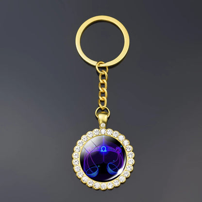 Constellation Double Side Cabochon Glass Ball Keychain