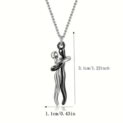 Black Hug Couple Necklace