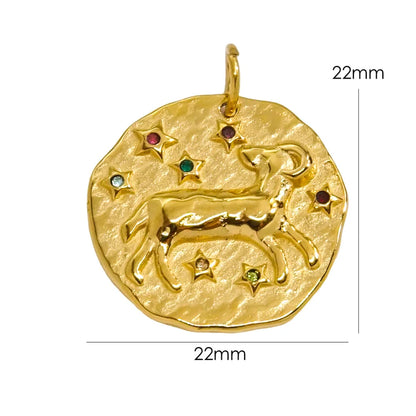 Zodiac Sign Connector Gold Plated Stainless Steel Charms