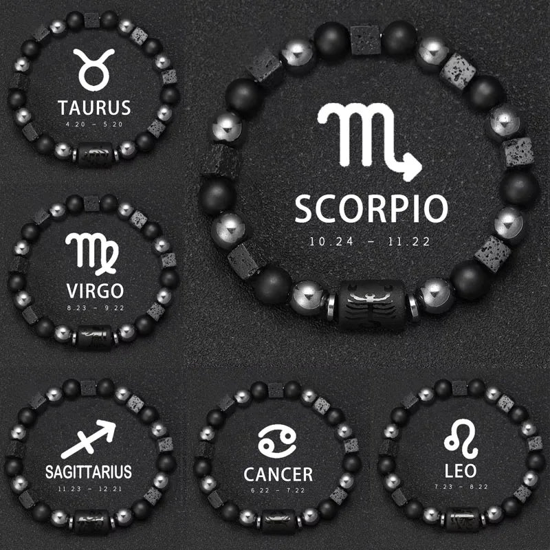 Natural Stone Zodiac Sign Bracelet
