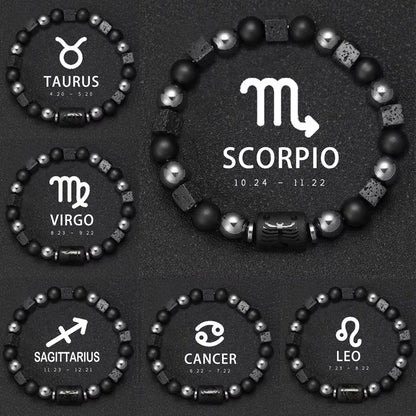Natural Stone Zodiac Sign Bracelet