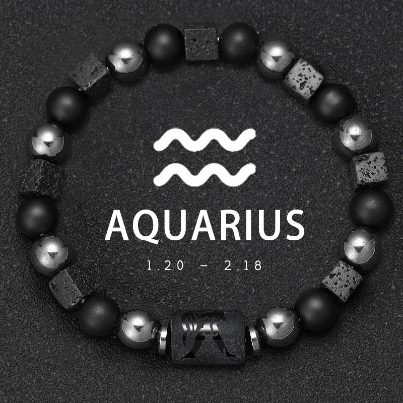 Natural Stone Zodiac Sign Bracelet