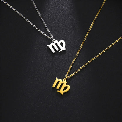 Zodiac Sign Stainless Steel or Gold Plated Pendant Necklace