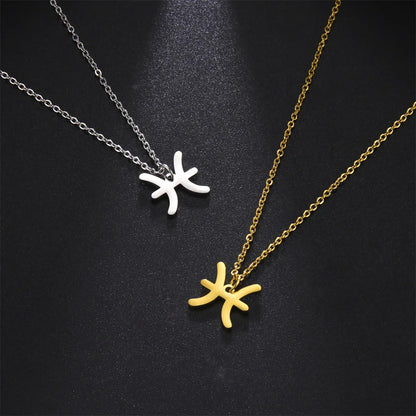 Zodiac Sign Stainless Steel or Gold Plated Pendant Necklace