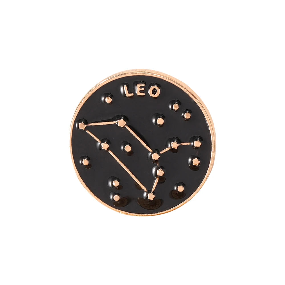 The Zodiac Collection Enamel Pins Constellation Round Brooch