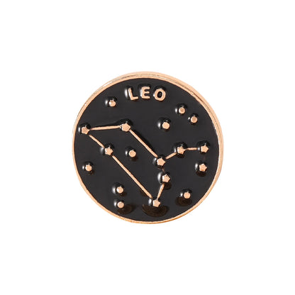 The Zodiac Collection Enamel Pins Constellation Round Brooch