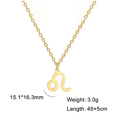 Zodiac Sign Stainless Steel or Gold Plated Pendant Necklace