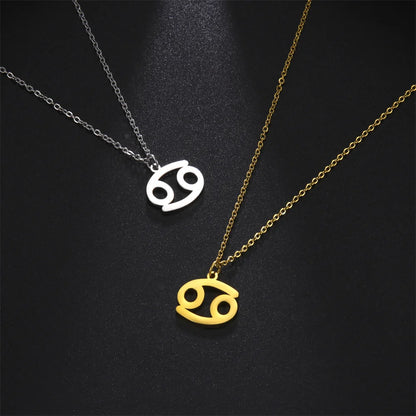 Zodiac Sign Stainless Steel or Gold Plated Pendant Necklace