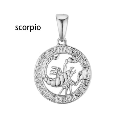 Constellation 585 Rose White Gold Color Zodiac Pendant