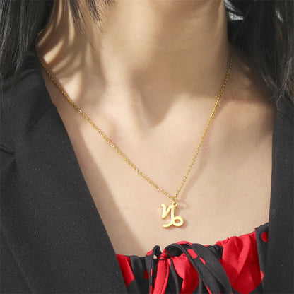 Zodiac Sign Stainless Steel or Gold Plated Pendant Necklace
