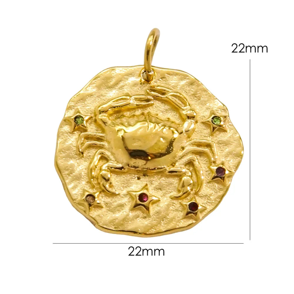 Zodiac Sign Connector Gold Plated Stainless Steel Charms