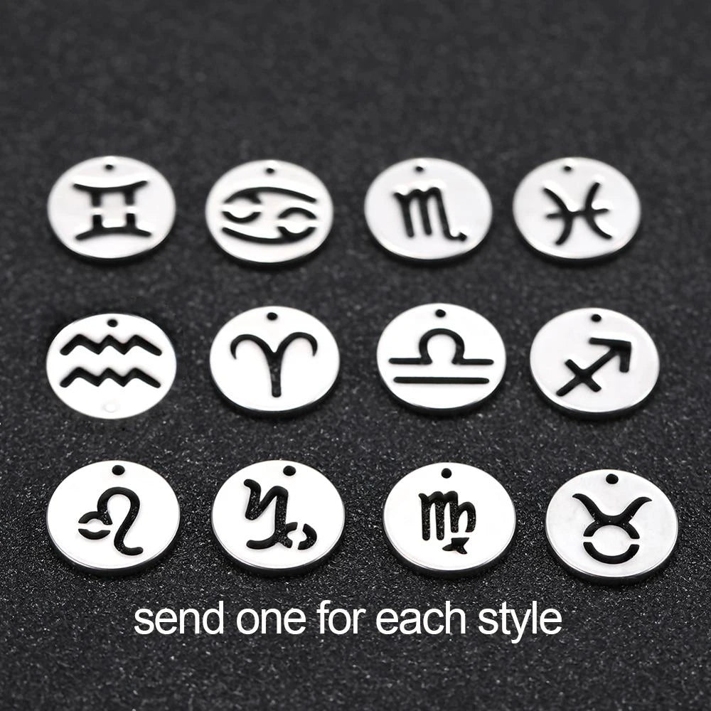Zodiac Sign Stainless Steel Charm Pendant