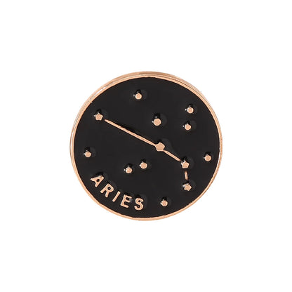 The Zodiac Collection Enamel Pins Constellation Round Brooch