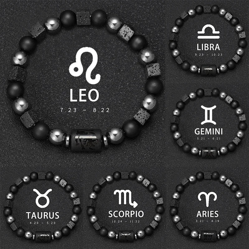 Natural Stone Zodiac Sign Bracelet