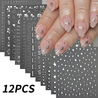 Zodiac Constellation 3D Bronzing Nail Stickers