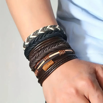 Tribal Leather Bracelet Set