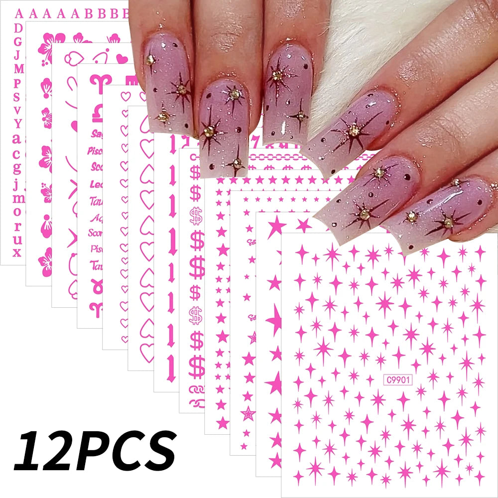 Zodiac Constellation 3D Bronzing Nail Stickers