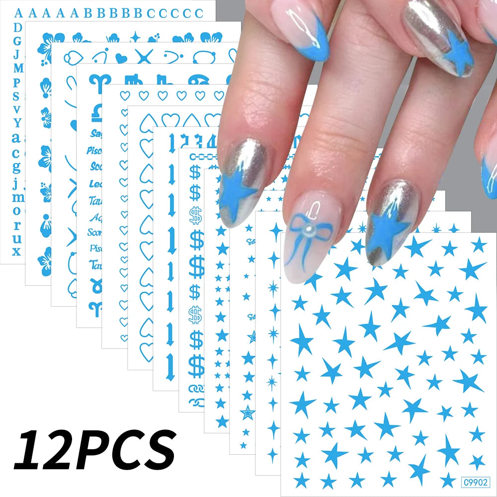 Zodiac Constellation 3D Bronzing Nail Stickers