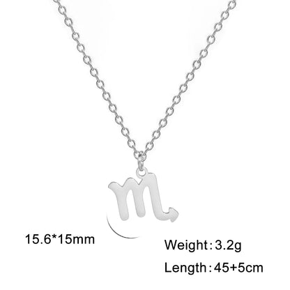 Zodiac Sign Stainless Steel or Gold Plated Pendant Necklace