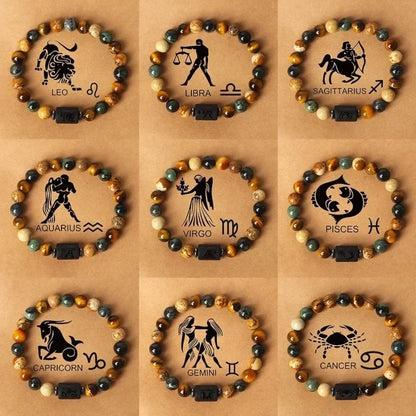 Zodiac Sign Constellation Beaded Charm Bracelet