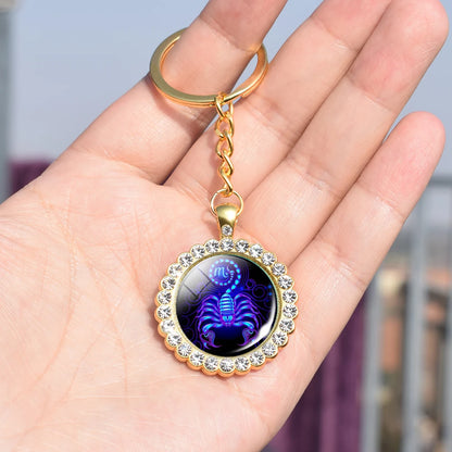 Constellation Double Side Cabochon Glass Ball Keychain