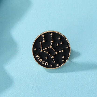 The Zodiac Collection Enamel Pins Constellation Round Brooch