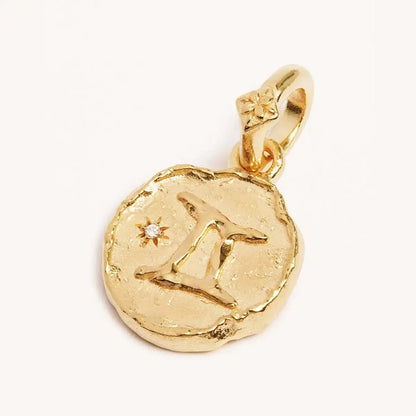Constellation Vintage Zodiac Sign Coin Pendant Stainless Steel Necklace
