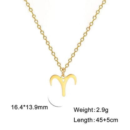 Zodiac Sign Stainless Steel or Gold Plated Pendant Necklace