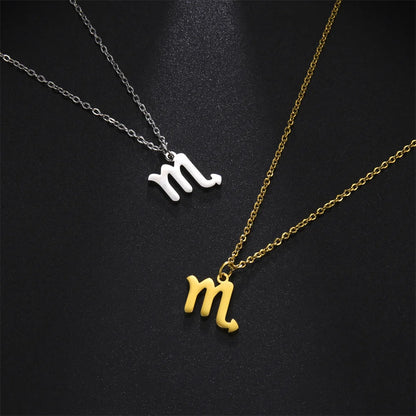 Zodiac Sign Stainless Steel or Gold Plated Pendant Necklace