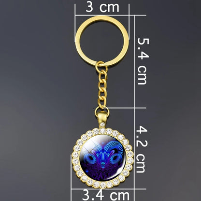 Constellation Double Side Cabochon Glass Ball Keychain