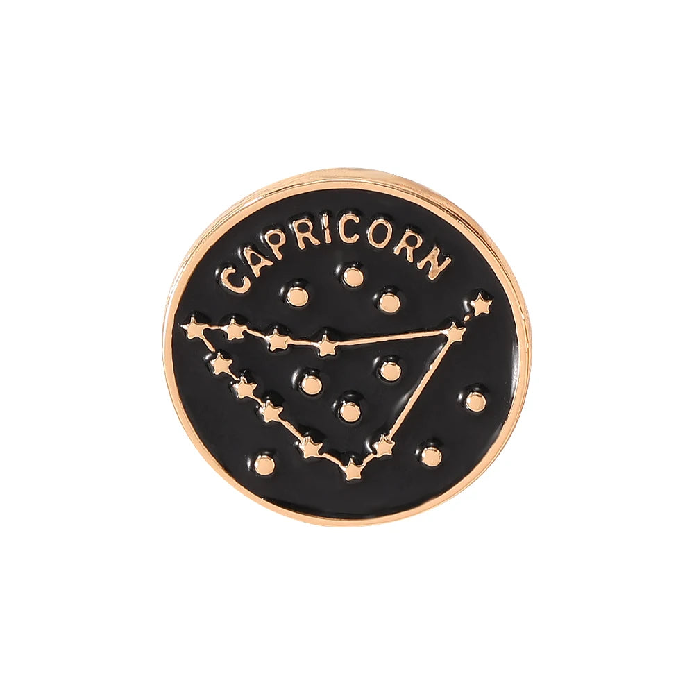 The Zodiac Collection Enamel Pins Constellation Round Brooch