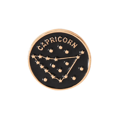 The Zodiac Collection Enamel Pins Constellation Round Brooch