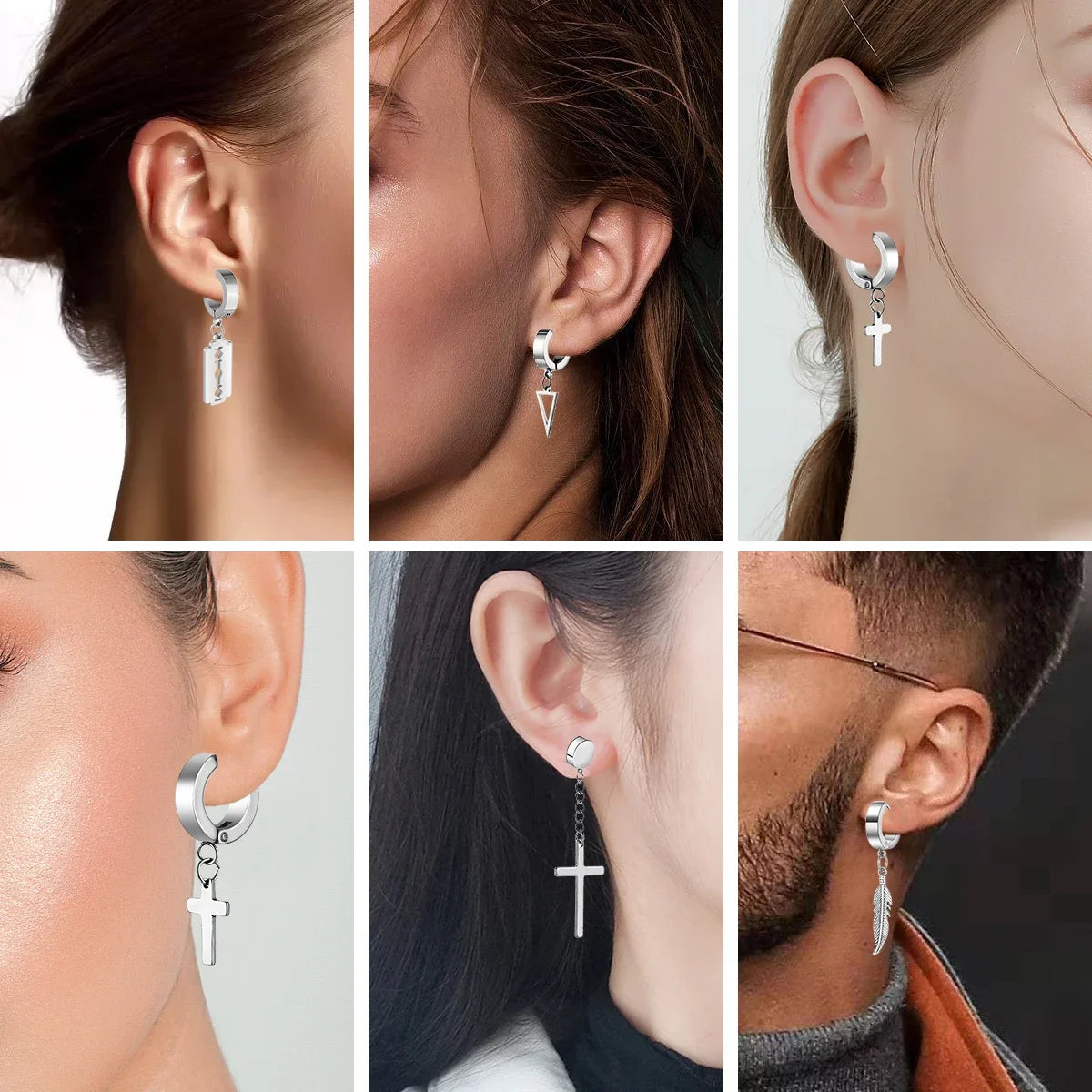 Bold Cross Clip Earrings