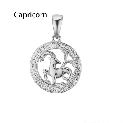 Constellation 585 Rose White Gold Color Zodiac Pendant